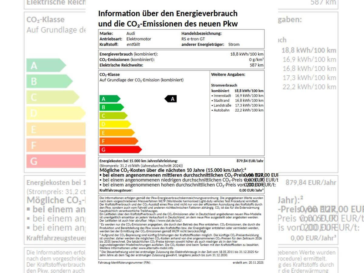 Audi e-tron GT RS Leder, RS-Design Paket, Allradlenkung, Optik Paket schwarz