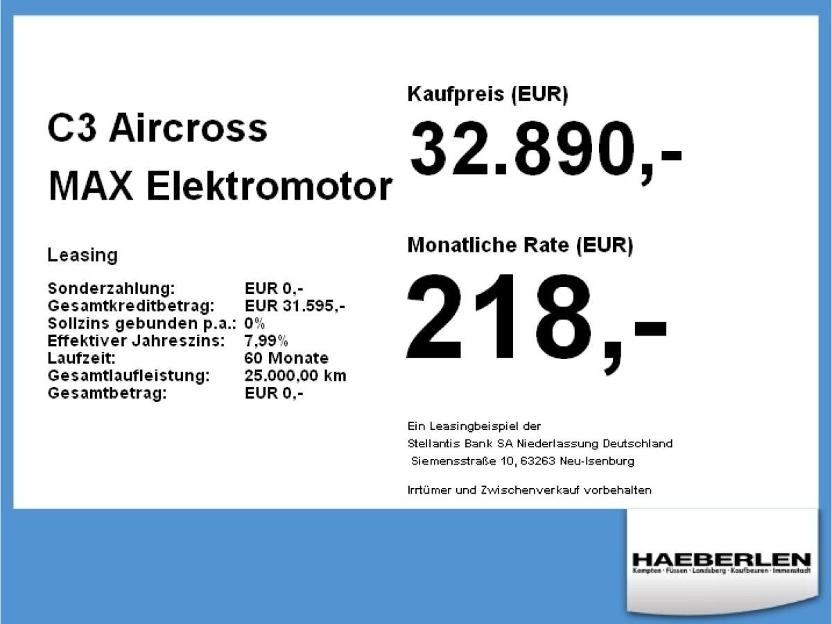 Citroën C3 Aircross MAX Elektromotor Standard-Range