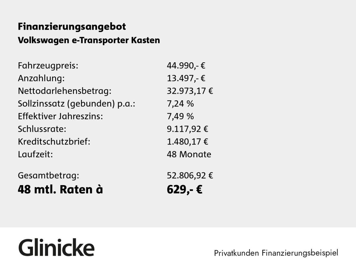 Volkswagen Transporter e-Transporter Kasten LR Kamera PDC AHK Klimaautom.