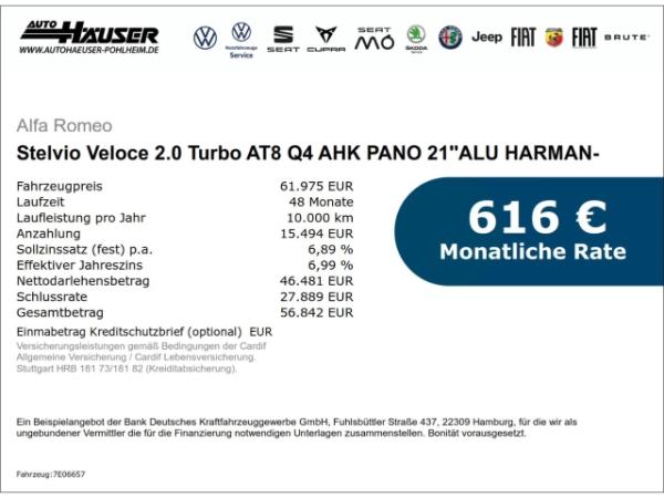 Alfa Romeo Stelvio Veloce 2.0 Turbo AT8 Q4 AHK PANO 21''ALU HARMAN-KARDON PREMIUM TECHNOLOGIE