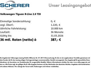 Volkswagen Tiguan R-Line 2,0 l TDI SCR 7-Gang-Doppelkupplungsgetriebe DSG