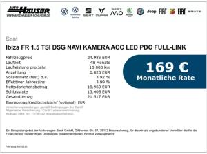 Seat Ibiza FR 1.5 TSI DSG NAVI KAMERA ACC LED PDC FULL-LINK