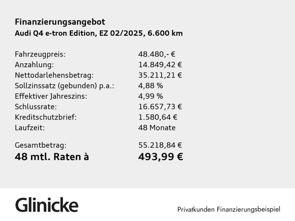 Audi Q4 e-tron Q4 45 e-tron edition S-Line Standklima Parkassistent Matrix AHK ACC