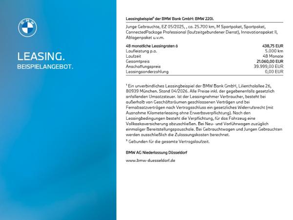 BMW 220 i Coupé M Sport LiveCockpitProf Kamera HiFi