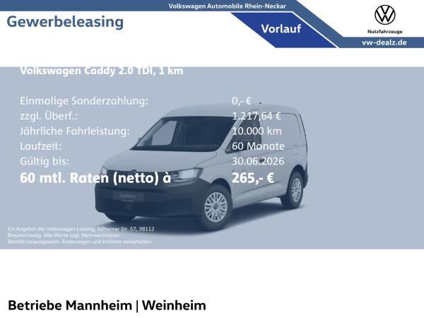 Volkswagen Caddy Cargo 2.0 TDI Klima AHK Allwetter DAB