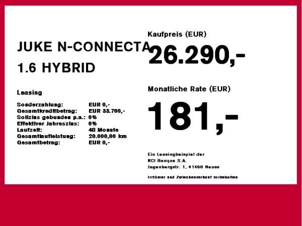 Nissan Juke JUKE N-CONNECTA 1.6 HYBRID 4AMT LED+Navi+SHZ+LM