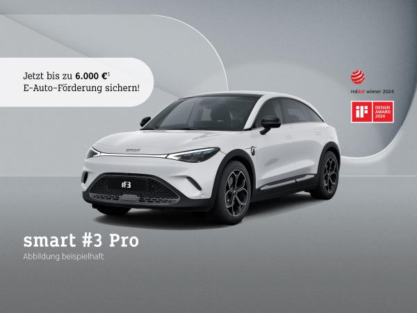 smart #3 Pro⚡inkl. 6.000€ E-Prämie Anzahlung¹❗️(130kW/Pano/Navi/LED/360°/19Zoll/V2L/smart-Pilot)