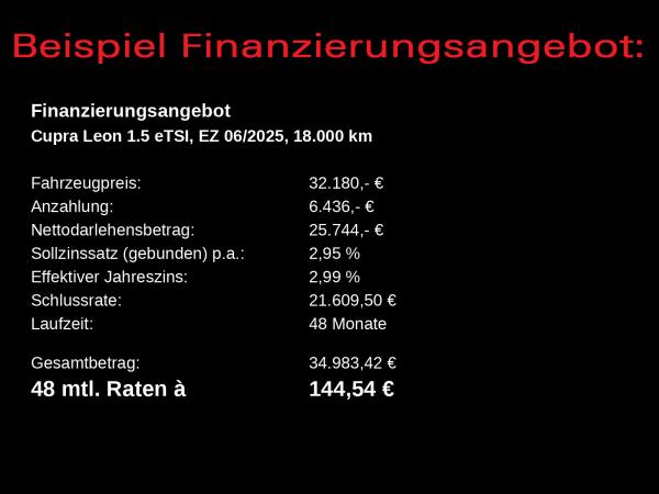 Cupra Leon ST 1.5 eTSI DSG / Navi, ParkAssi, LED, RFK