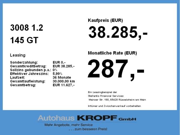 Peugeot 3008 1.2 145 GT ACC+Alcantara+LED+Navi+SHZ+Kam.