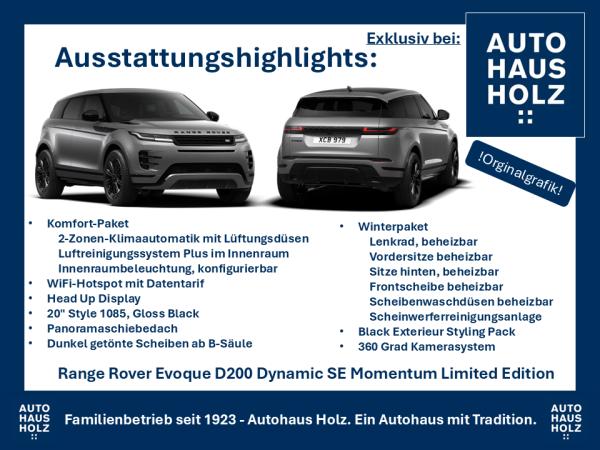 Land Rover Range Rover Evoque Sondermodell Momentum Dynamic SE -  20ZOLL SCHWARZ - SCHWARZ PAKET - KOMFORTPAKET - SHZ - FAHRPAKET