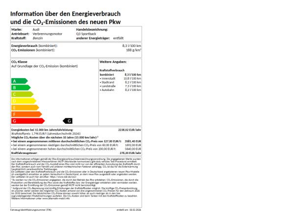 Audi Q3 Sportback S-Line Interieur + Exterieur, Panorama-Schiebedach, AHK, Tech Plus