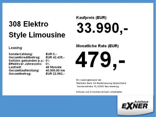 Peugeot 308 Elektro Style Limousine **Gewerbehammer**