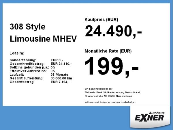 Peugeot 308 Style Limousine MHEV **Gewerbehammer**