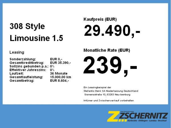 Peugeot 308 Style Limousine 1.5 Diesel