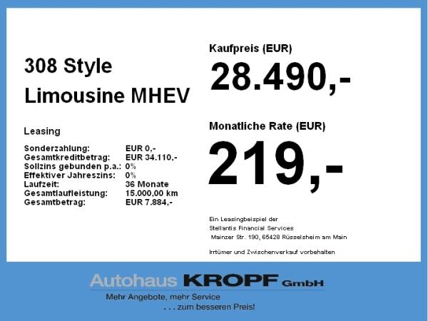 Peugeot 308 Style Limousine MHEV