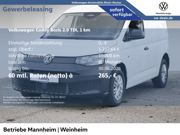 Volkswagen Caddy Cargo 2.0 TDI Klima AHK Allwetter DAB