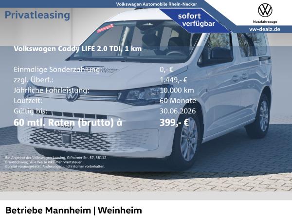 Volkswagen Caddy Life 5-Sitzer 2.0 TDI DSG Klima AHK DAB