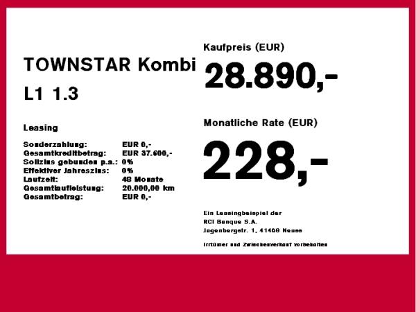 Nissan Townstar Kombi TOWNSTAR Kombi L1 1.3 TEKNA Aut. Navi Spurhalter