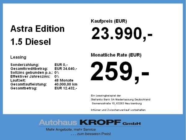 Opel Astra Edition 1.5 Diesel
