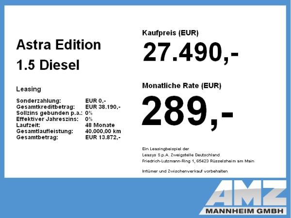 Opel Astra Edition 1.5 Diesel