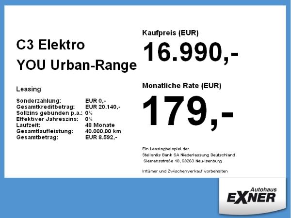 Citroën C3 Elektro YOU Urban-Range