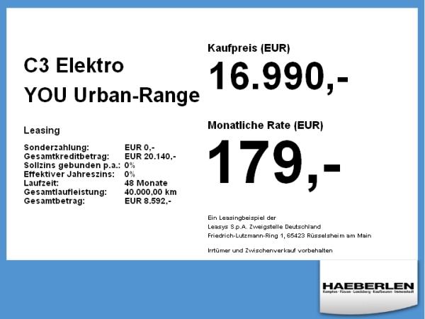 Citroën C3 Elektro YOU Urban-Range