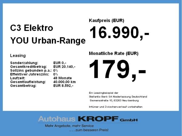Citroën C3 Elektro YOU Urban-Range