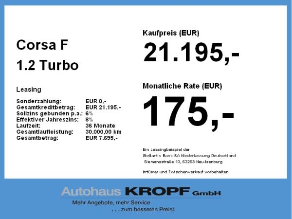 Opel Corsa F 1.2 Turbo Edition LED+SHZ+PDC+Facelift