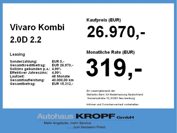 Opel Vivaro Kombi 2.0D Klimaanlage,Tempomat,DAB+