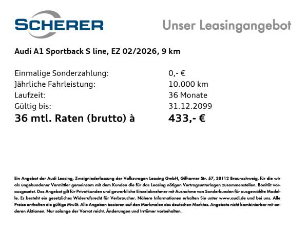 Audi A1 Sportback S line 30 TFSI S tronic CARPLAY LED SHZ ACC