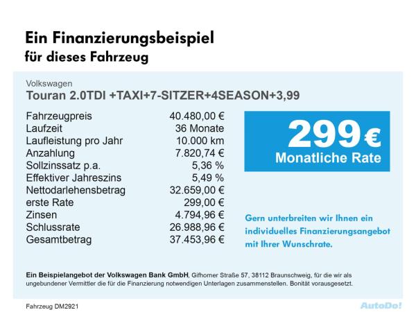 Volkswagen Touran 2.0TDI +TAXI+7-SITZER+4SEASON+3,99
