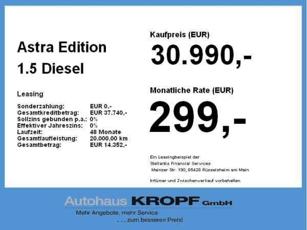 Opel Astra Edition 1.5 Diesel