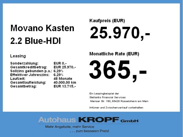 Opel Movano Kasten 2.2 Blue-HDI DAB+,Parkpilot