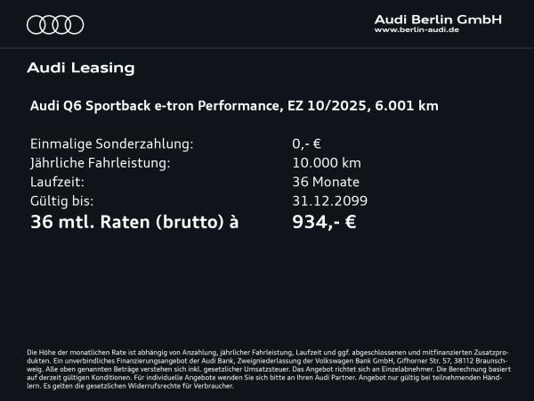 Audi e-tron Q6 Sportbackperformance Audi e-tron Q6 Sportbackperformance
