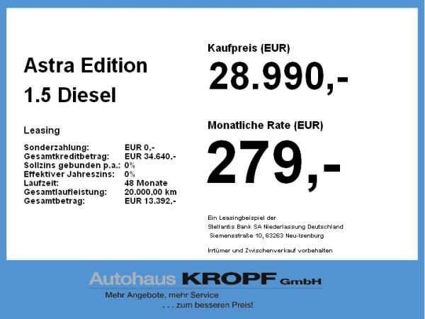 Opel Astra Edition 1.5 Diesel