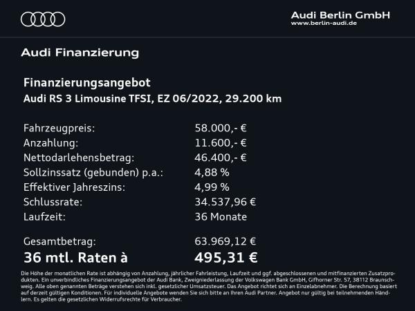 Audi RS3 RS 3 Limousine S tr. MATRIX NAVI RFK HUD VIRTUAL